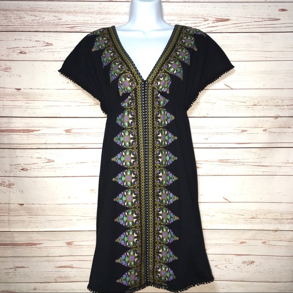 Free People Dresses & Skirts - Free People Black Boho Deep V-Neck Midi Dress XS